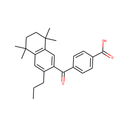 CCCc1cc2c(cc1C(=O)c1ccc(C(=O)O)cc1)C(C)(C)CCC2(C)C ZINC000013738443