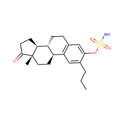 CCCc1cc2c(cc1OS(N)(=O)=O)CC[C@@H]1[C@@H]2CC[C@]2(C)C(=O)CC[C@@H]12 ZINC000038626168