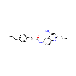 CCCc1ccc(/C=C/C(=O)Nc2ccc3nc(CCC)cc(N)c3c2)cc1 ZINC000036351840