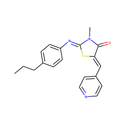 CCCc1ccc(/N=C2\S/C(=C\c3ccncc3)C(=O)N2C)cc1 ZINC001772593036