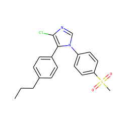 CCCc1ccc(-c2c(Cl)ncn2-c2ccc(S(C)(=O)=O)cc2)cc1 ZINC000000592948