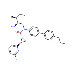CCCc1ccc(-c2ccc(N(C[C@@H](N)[C@@H](C)CC)C(=O)[C@@H]3C[C@H]3c3cccc(F)n3)cc2)cc1 ZINC000116811498