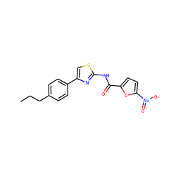 CCCc1ccc(-c2csc(NC(=O)c3ccc([N+](=O)[O-])o3)n2)cc1 ZINC000006998116