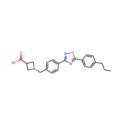 CCCc1ccc(-c2nc(-c3ccc(CN4CC(C(=O)O)C4)cc3)no2)cc1 ZINC000013673884