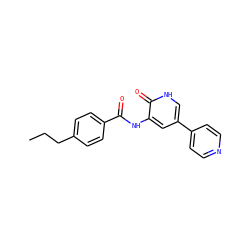 CCCc1ccc(C(=O)Nc2cc(-c3ccncc3)c[nH]c2=O)cc1 ZINC000038208194