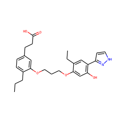 CCCc1ccc(CCC(=O)O)cc1OCCCOc1cc(O)c(-c2cc[nH]n2)cc1CC ZINC000013738050