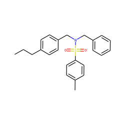CCCc1ccc(CN(Cc2ccccc2)S(=O)(=O)c2ccc(C)cc2)cc1 ZINC000095590128