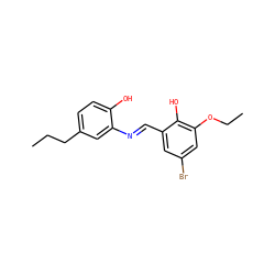 CCCc1ccc(O)c(/N=C/c2cc(Br)cc(OCC)c2O)c1 ZINC000013122417