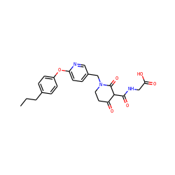 CCCc1ccc(Oc2ccc(CN3CCC(=O)C(C(=O)NCC(=O)O)C3=O)cn2)cc1 ZINC000208094916