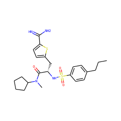CCCc1ccc(S(=O)(=O)N[C@@H](Cc2ccc(C(=N)N)s2)C(=O)N(C)C2CCCC2)cc1 ZINC000029408942