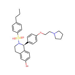 CCCc1ccc(S(=O)(=O)N2CCc3cc(O)ccc3[C@@H]2c2ccc(OCCN3CCCC3)cc2)cc1 ZINC000026664179