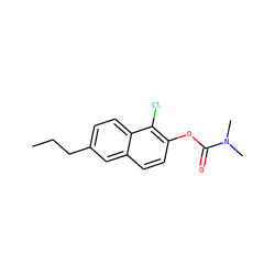 CCCc1ccc2c(Cl)c(OC(=O)N(C)C)ccc2c1 ZINC000084687417