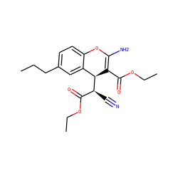 CCCc1ccc2c(c1)[C@H]([C@@H](C#N)C(=O)OCC)C(C(=O)OCC)=C(N)O2 ZINC000029464670