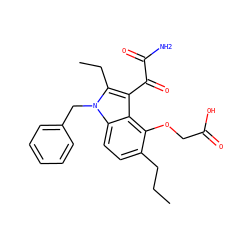 CCCc1ccc2c(c1OCC(=O)O)c(C(=O)C(N)=O)c(CC)n2Cc1ccccc1 ZINC000013445769