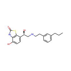 CCCc1cccc(CCNC[C@H](O)c2ccc(O)c3[nH]c(=O)sc23)c1 ZINC000203855094