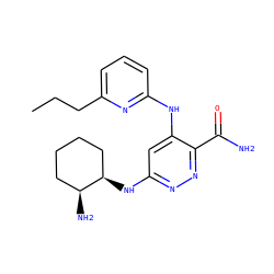 CCCc1cccc(Nc2cc(N[C@@H]3CCCC[C@@H]3N)nnc2C(N)=O)n1 ZINC000169308317
