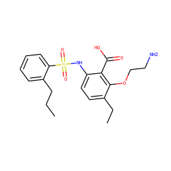 CCCc1ccccc1S(=O)(=O)Nc1ccc(CC)c(OCCN)c1C(=O)O ZINC000014965103