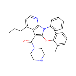 CCCc1ccnc2c1c(C(=O)N1CCNCC1)c(Oc1c(C)cccc1C)n2-c1ccccc1 ZINC000072181675