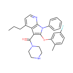CCCc1ccnc2c1c(C(=O)N1CCNCC1)c(Oc1cc(F)ccc1C)n2-c1ccccc1 ZINC000072179950