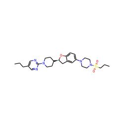 CCCc1cnc(N2CCC([C@@H]3Cc4cc(N5CCN(S(=O)(=O)CCC)CC5)ccc4O3)CC2)nc1 ZINC000169337178