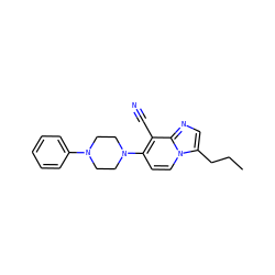 CCCc1cnc2c(C#N)c(N3CCN(c4ccccc4)CC3)ccn12 ZINC000045386729