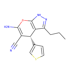 CCCc1n[nH]c2c1[C@H](c1ccsc1)C(C#N)=C(N)O2 ZINC000013153388