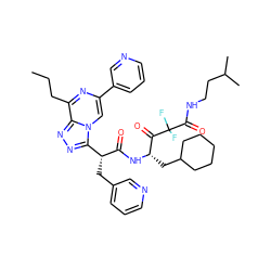 CCCc1nc(-c2cccnc2)cn2c([C@@H](Cc3cccnc3)C(=O)N[C@@H](CC3CCCCC3)C(=O)C(F)(F)C(=O)NCCC(C)C)nnc12 ZINC000029324886