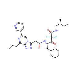 CCCc1nc(-c2cccnc2)cn2c(CC(=O)N[C@@H](CC3CCCCC3)C(=O)C(F)(F)C(=O)NC[C@@H](C)CC)nnc12 ZINC000029329788