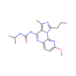 CCCc1nc(C)c2c(NC(=O)NC(C)C)nc3ccc(OC)nc3n12 ZINC000049112939