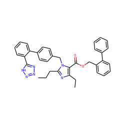CCCc1nc(CC)c(C(=O)OCc2ccccc2-c2ccccc2)n1Cc1ccc(-c2ccccc2-c2nnn[nH]2)cc1 ZINC000026293943