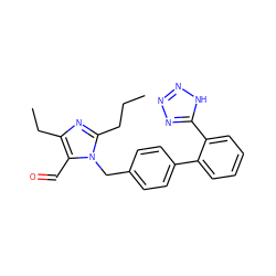 CCCc1nc(CC)c(C=O)n1Cc1ccc(-c2ccccc2-c2nnn[nH]2)cc1 ZINC000003806121