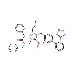 CCCc1nc(CN(Cc2ccccc2)C(=O)Cc2ccccc2)c(C(=O)O)n1Cc1ccc(-c2ccccc2-c2nnn[nH]2)cc1 ZINC000026376140
