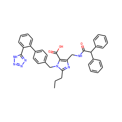 CCCc1nc(CNC(=O)C(c2ccccc2)c2ccccc2)c(C(=O)O)n1Cc1ccc(-c2ccccc2-c2nnn[nH]2)cc1 ZINC000026285496