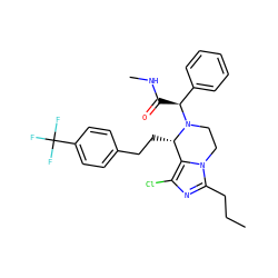 CCCc1nc(Cl)c2n1CCN([C@@H](C(=O)NC)c1ccccc1)[C@H]2CCc1ccc(C(F)(F)F)cc1 ZINC000095601144