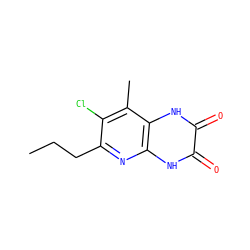 CCCc1nc2[nH]c(=O)c(=O)[nH]c2c(C)c1Cl ZINC000026665081