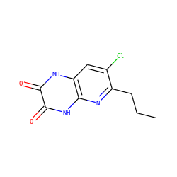 CCCc1nc2[nH]c(=O)c(=O)[nH]c2cc1Cl ZINC000026671144
