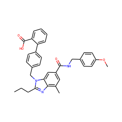 CCCc1nc2c(C)cc(C(=O)NCc3ccc(OC)cc3)cc2n1Cc1ccc(-c2ccccc2C(=O)O)cc1 ZINC000072316988