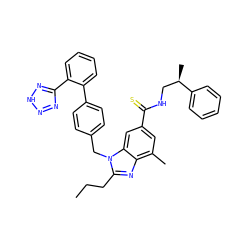 CCCc1nc2c(C)cc(C(=S)NC[C@@H](C)c3ccccc3)cc2n1Cc1ccc(-c2ccccc2-c2nn[nH]n2)cc1 ZINC000653748856