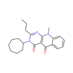 CCCc1nc2c(c(=O)c3ccccc3n2C)c(=O)n1C1CCCCCC1 ZINC000002214237
