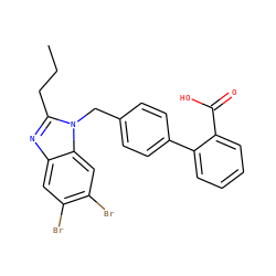 CCCc1nc2cc(Br)c(Br)cc2n1Cc1ccc(-c2ccccc2C(=O)O)cc1 ZINC000058582900