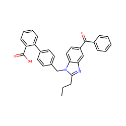 CCCc1nc2cc(C(=O)c3ccccc3)ccc2n1Cc1ccc(-c2ccccc2C(=O)O)cc1 ZINC000058569432