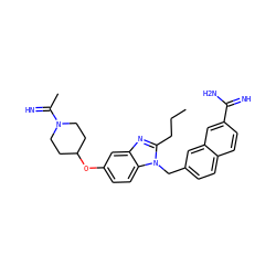 CCCc1nc2cc(OC3CCN(C(C)=N)CC3)ccc2n1Cc1ccc2ccc(C(=N)N)cc2c1 ZINC000028018959