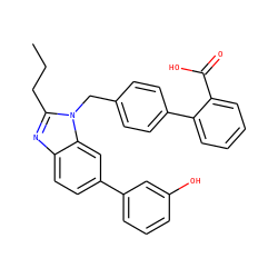 CCCc1nc2ccc(-c3cccc(O)c3)cc2n1Cc1ccc(-c2ccccc2C(=O)O)cc1 ZINC001772606655