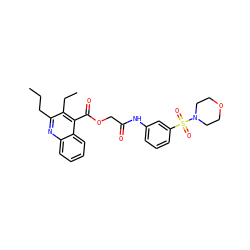 CCCc1nc2ccccc2c(C(=O)OCC(=O)Nc2cccc(S(=O)(=O)N3CCOCC3)c2)c1CC ZINC000008665942