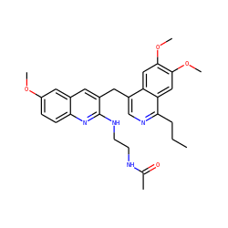CCCc1ncc(Cc2cc3cc(OC)ccc3nc2NCCNC(C)=O)c2cc(OC)c(OC)cc12 ZINC000148624657