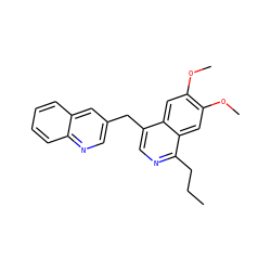 CCCc1ncc(Cc2cnc3ccccc3c2)c2cc(OC)c(OC)cc12 ZINC000145159783