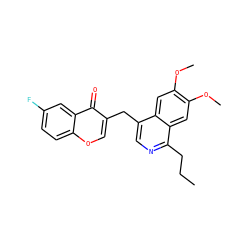 CCCc1ncc(Cc2coc3ccc(F)cc3c2=O)c2cc(OC)c(OC)cc12 ZINC000145059345