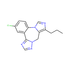 CCCc1ncn2c1Cn1ncnc1-c1cc(Cl)ccc1-2 ZINC000049019066