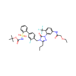 CCCc1nn(-c2cc(NC(=O)COCC)ccc2C(F)(F)F)c(=O)n1Cc1ccc(-c2ccccc2S(=O)(=O)NC(=O)OC(C)(C)C)cc1F ZINC000027206883