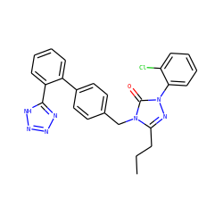 CCCc1nn(-c2ccccc2Cl)c(=O)n1Cc1ccc(-c2ccccc2-c2nnn[nH]2)cc1 ZINC000013832655